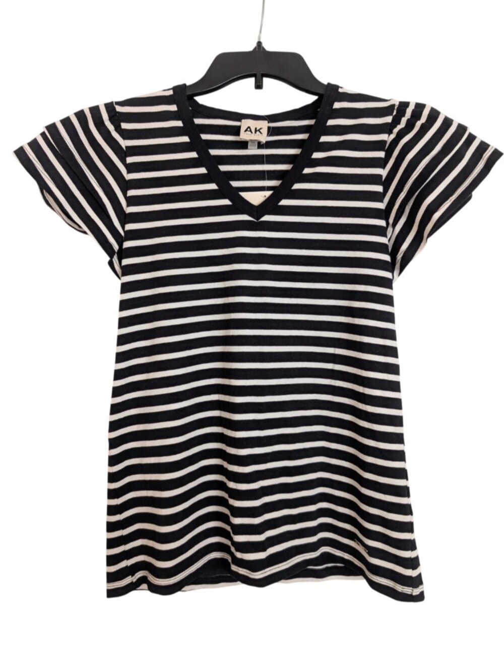 Anne Klein striped ruffle sleeve shirt